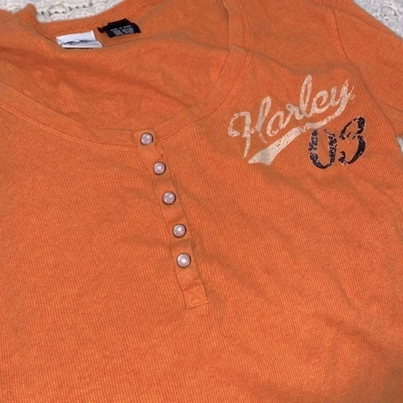 Harley Davidson orange knit top size large - Picture 7 of 11